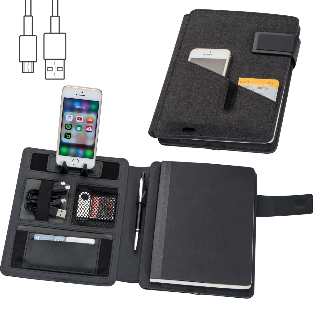 A5 Mappe mit integrierter Powerbank 4.000 mAh FABIOLA