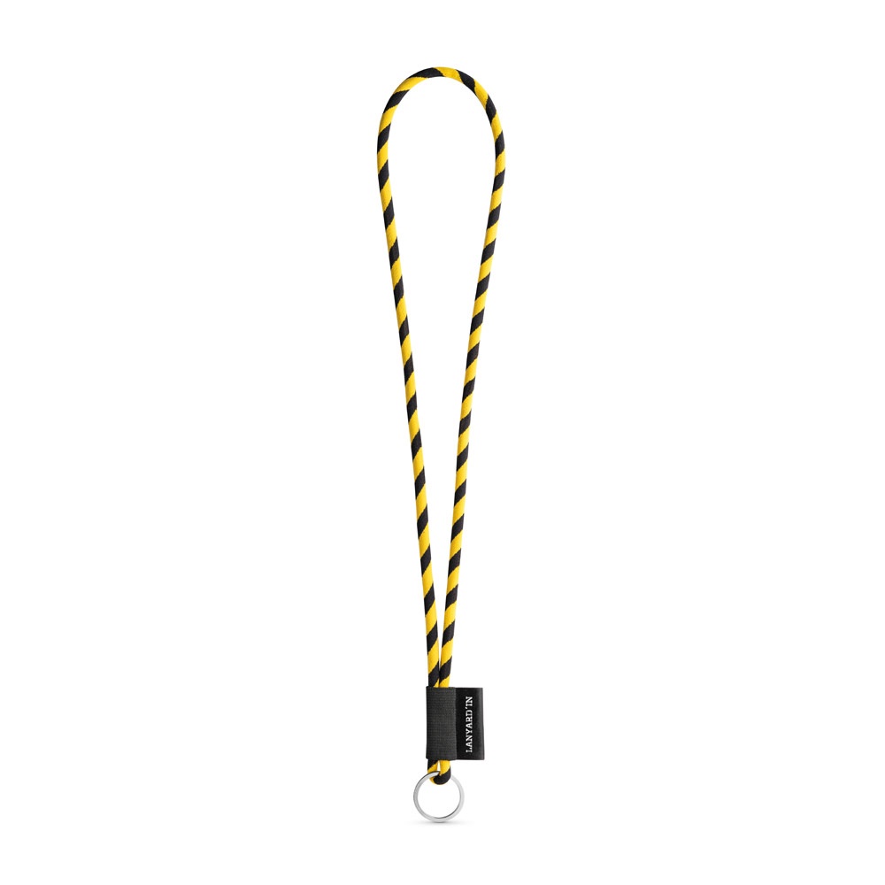 75093. SET Lanyard TUBE Lang (Ø 7 mm) mit Ring Ø 32 mm - schwarz, gelb