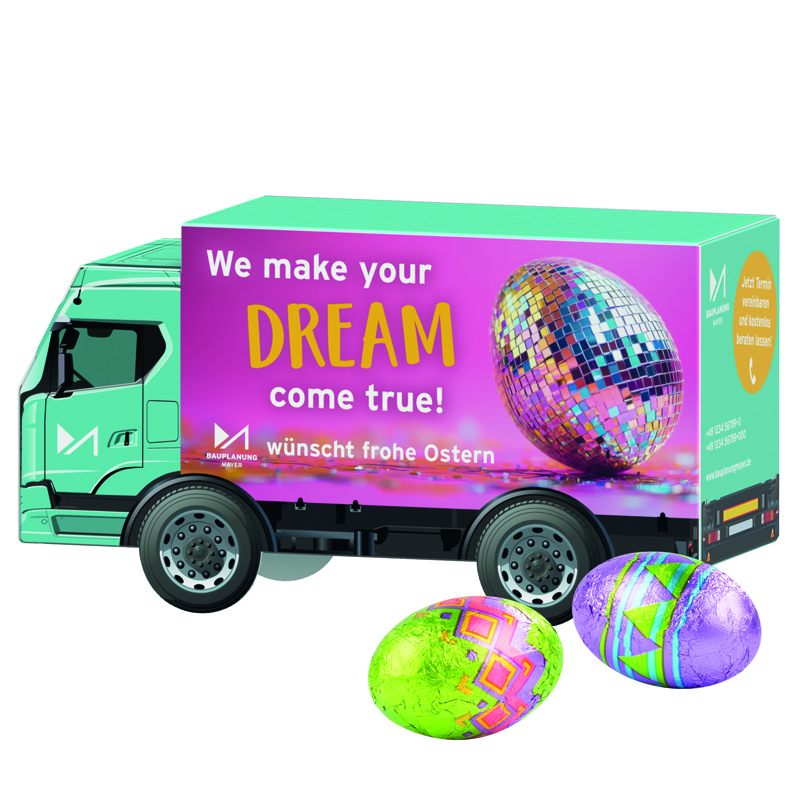 3D-Präsent LKW, Klett Schoko-Ostereier