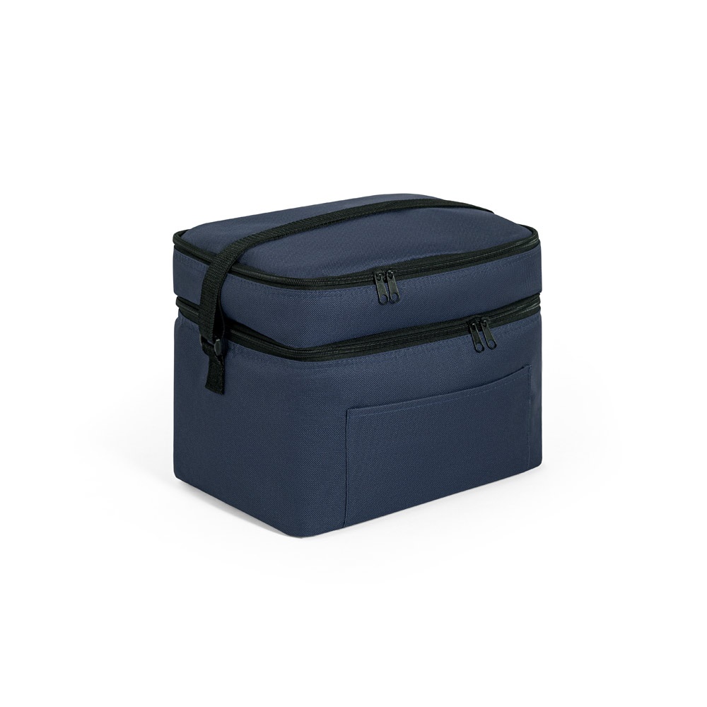 CANCUN LARGE. Kühltasche aus 600D, recyceltem Polyester, mit verstellbarem Gurtband 14 L - Blau