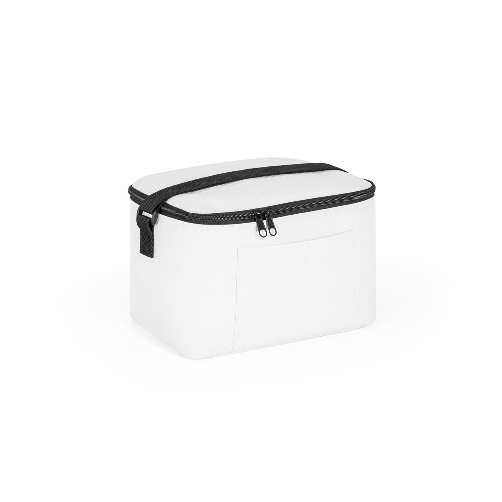 CANCUN. Kühltasche aus recyceltem 600D-Polyester mit verstellbarem Gurtband 7 L - Weiß
