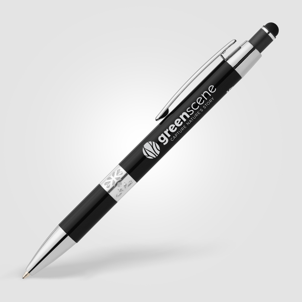 Adorn Kugelschreiber mit Chromverzierung und Stylus aus recyceltem Aluminium