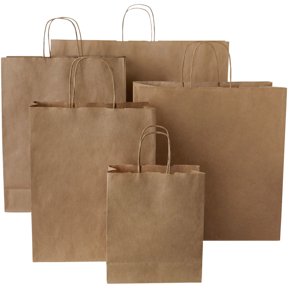 Kraftpapiertasche 80 g/m² mit gedrehten Griffen – 18 × 8 × 21 cm