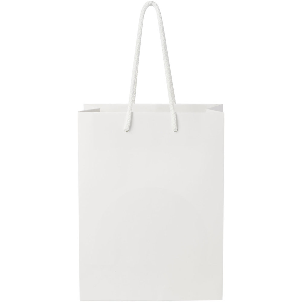 Handgefertigte 170 g/m² Integra-Papiertüte mit Kunststoff Kordelgriffen – 18 × 9 × 23 cm 