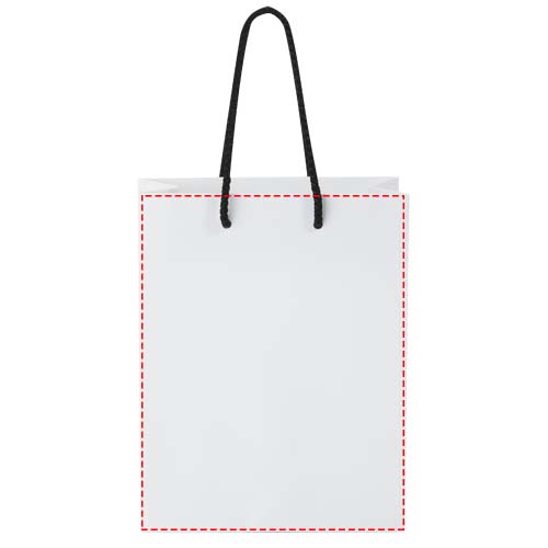 Handgefertigte 170 g/m² Integra-Papiertüte mit Kunststoff Kordelgriffen – 18 × 9 × 23 cm 