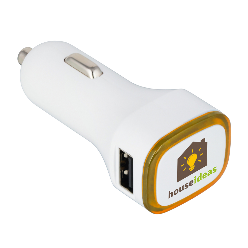 USB-Autoladeadapter COLLECTION 500 - orange, weiß / orange