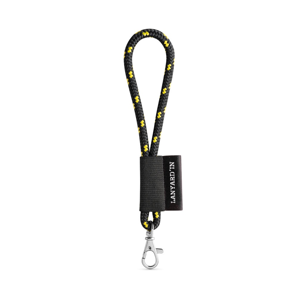 75092. Lanyard NAUTIC Short (Ø 7 mm) Set mit 9 mm Schnappkarabiner - schwarz, gelb