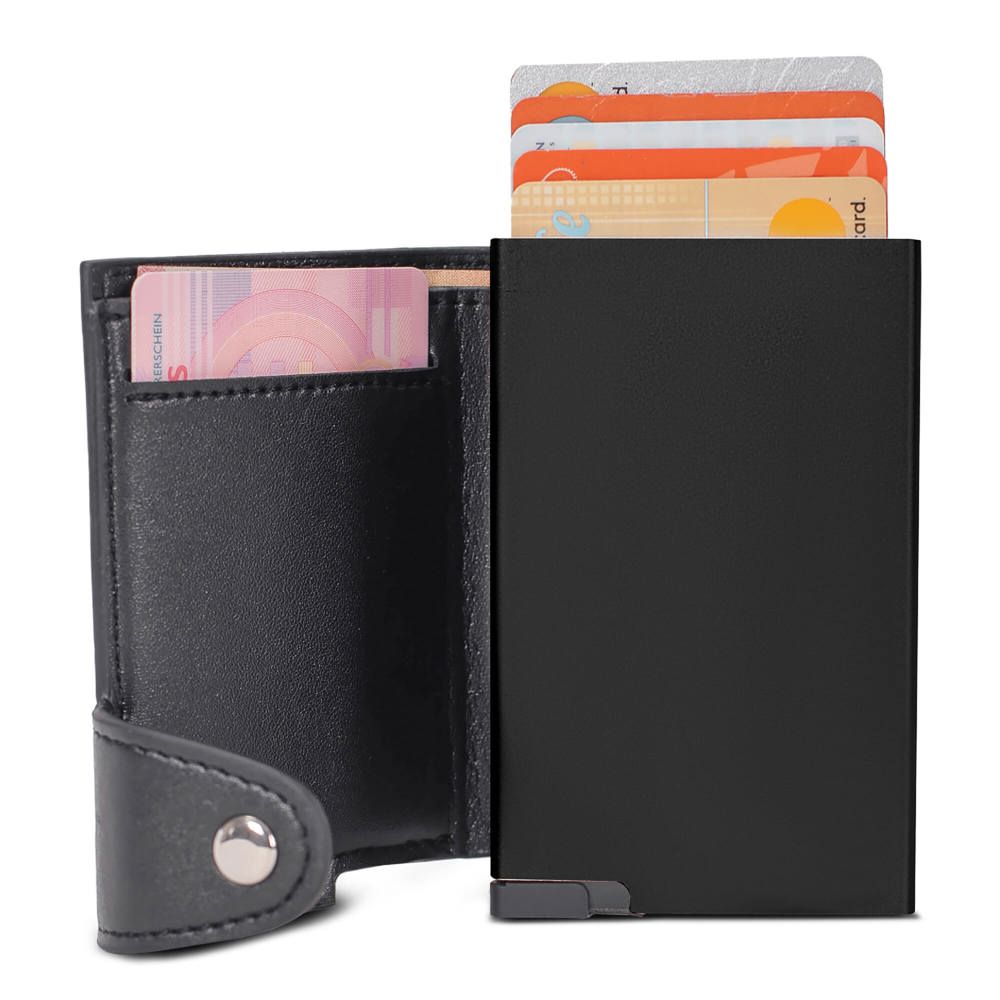 Kartenetui mit RFID-Schutz - schwarz / schwarz