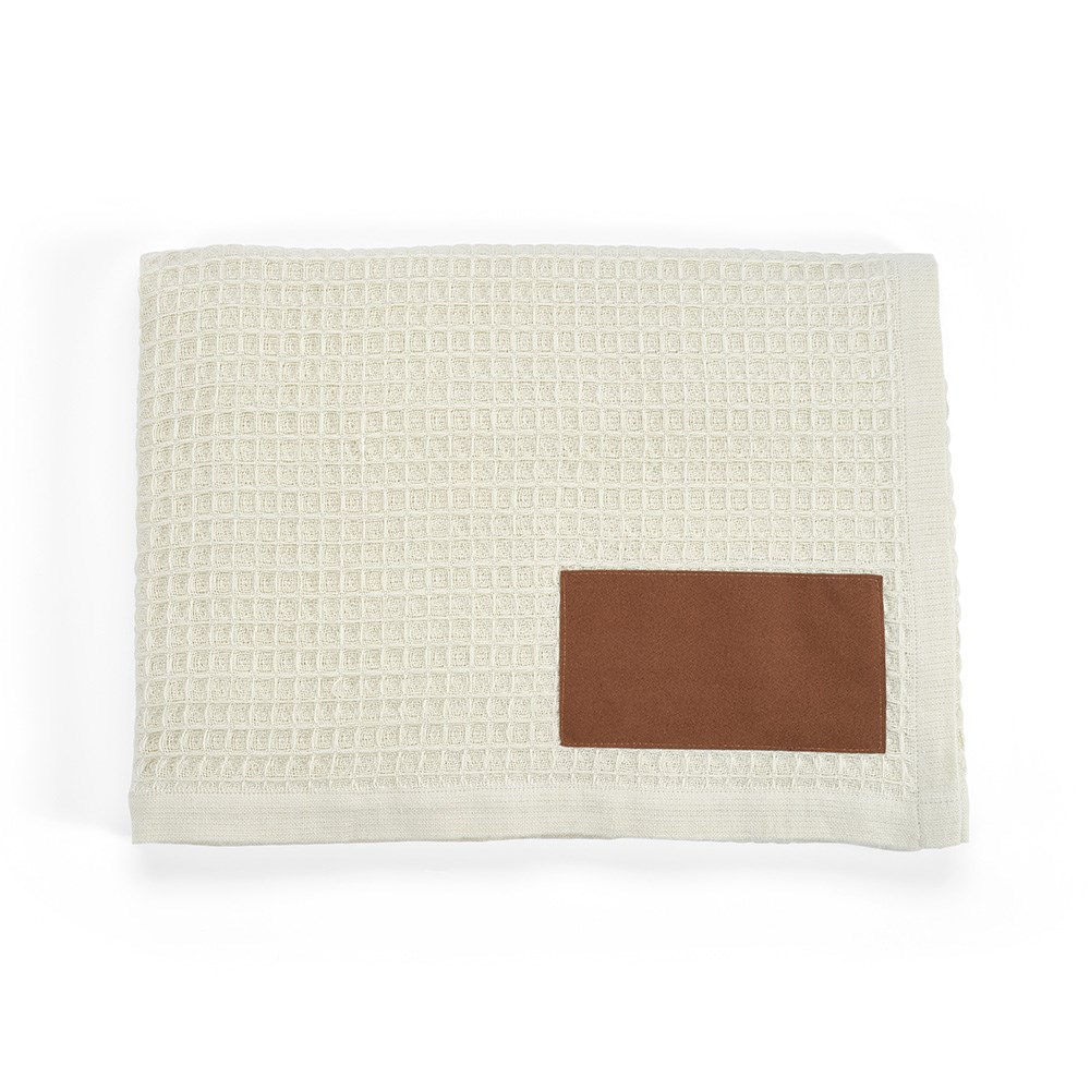 Giotto Decke recy.Baumwolle (200 g/m²). Mit personalisierbarem Aufnäher - Beige