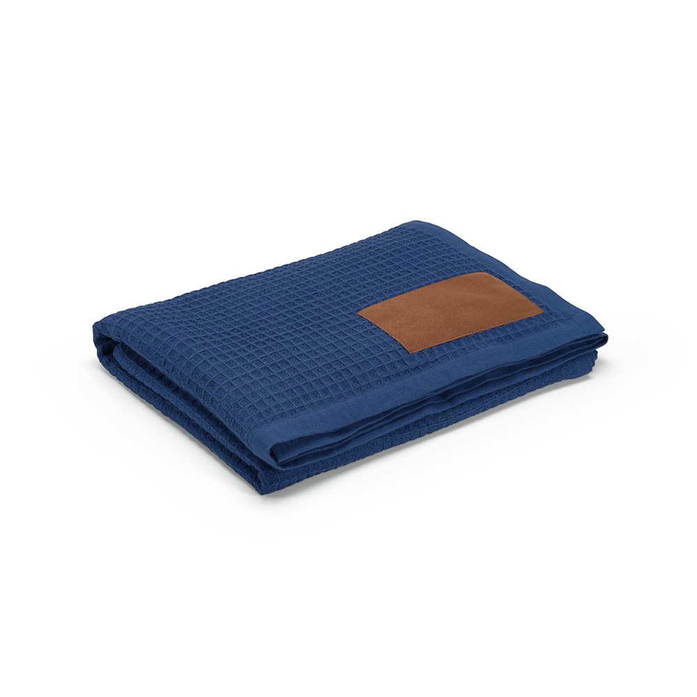 Giotto Decke recy.Baumwolle (200 g/m²). Mit personalisierbarem Aufnäher - Blau