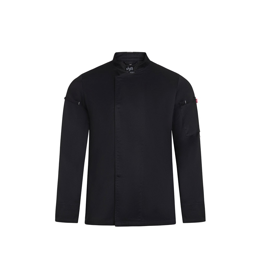 VL AGNI. Kochjacke Unisex (190 g/m²), aus Baumwolle (35 %) und recyceltem Polyester (65 %) - schwarz
