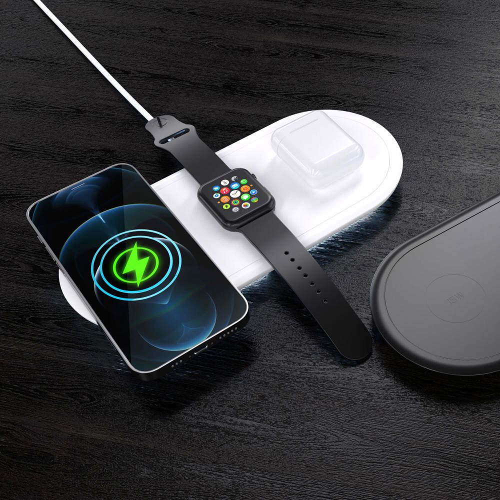 3-in-1 15 W Drahtloses Ladegerät für Handys, Apple Watch und AirPods.
