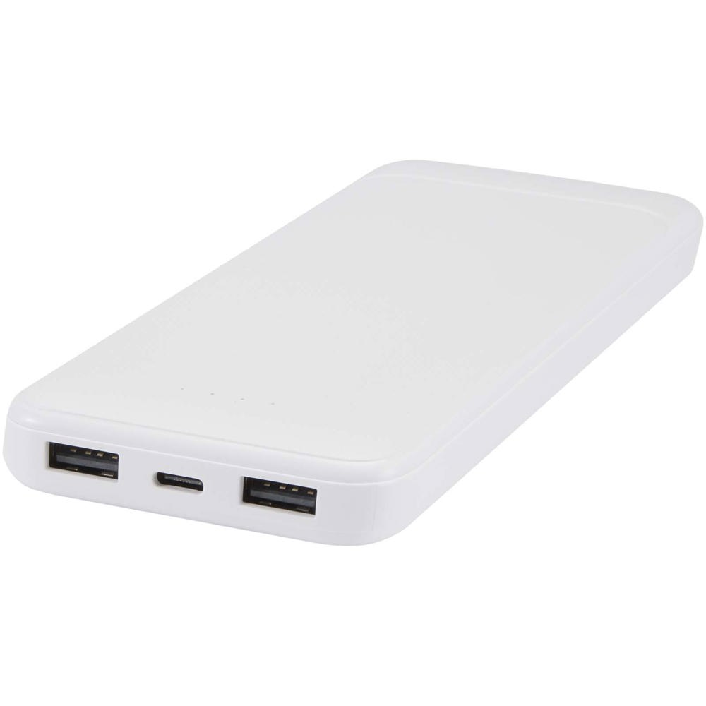 Adhil 10 W 10.000 mAh Powerbank aus recyceltem Kunststoff mit 2 integrierten Kabeln