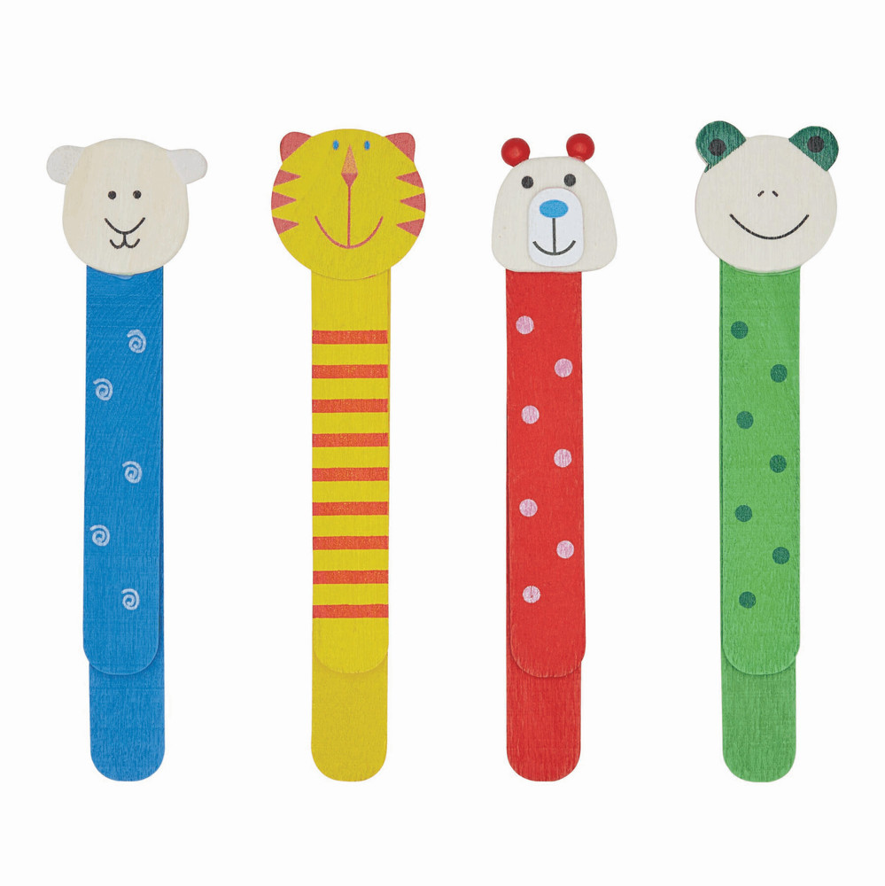 FUNNY ANIMALS - Holz-Lesezeichen, 4-fach sortiert, Preis pro Stück