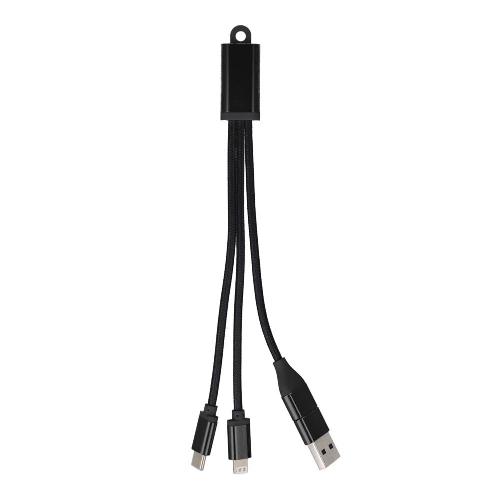2-in-1-Ladekabel USB-A/C zu USB-C &amp; Lightning Aluminium - Schwarz