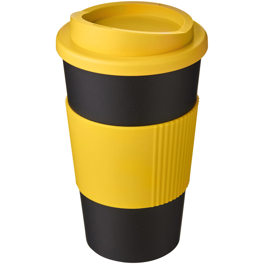 Americano® 350 ml Isolierbecher mit Schutzring - schwarz, gelb