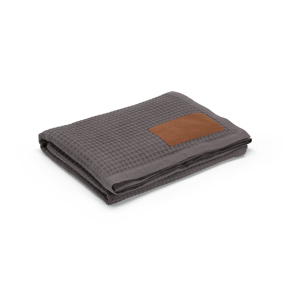 Giotto Decke recy.Baumwolle (200 g/m²). Mit personalisierbarem Aufnäher - Dunkelgrau