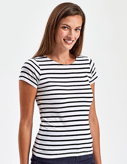 Asquith & Fox - Women´s Marinière Coastal Short Sleeve Tee - White-Navy