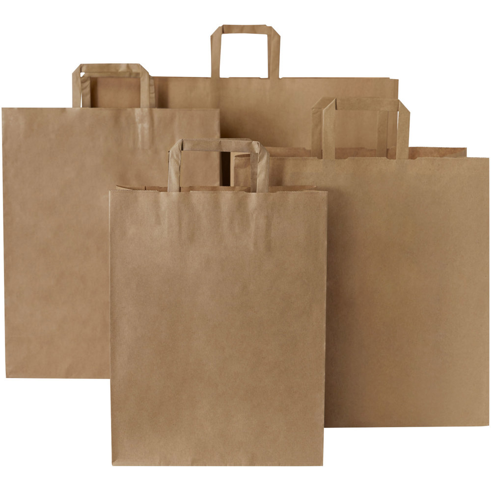 Kraftpapiertasche 80-90 g/m² mit flachen Griffen – 25 × 11 × 31 cm