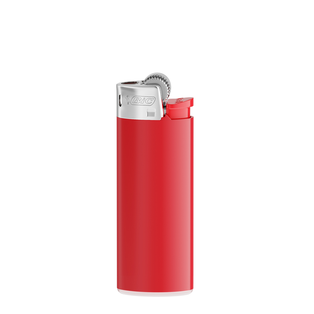 BIC® J25 Standard Feuerzeug - Corpus Rot/Boden Weiss/Drücker Rot/Chromkappe