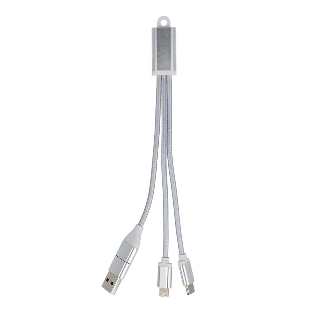 2-in-1-Ladekabel USB-A/C zu USB-C &amp; Lightning Aluminium