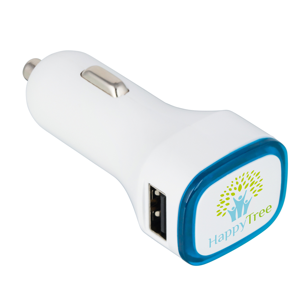 USB-Autoladeadapter COLLECTION 500 - hellblau, weiß / hellblau