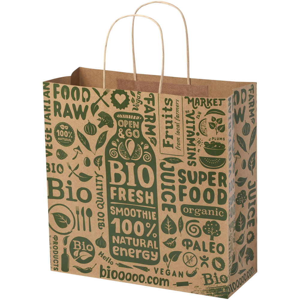 Kraftpapiertasche 120 g/m² mit gedrehten Griffen – 31 × 12 × 31 cm - Kraftpapier
