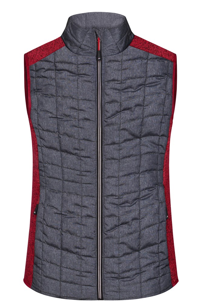 Ladies' Knitted Hybrid Vest - Red-melange/anthracite-melange (ca. Pantone 180C
432C)