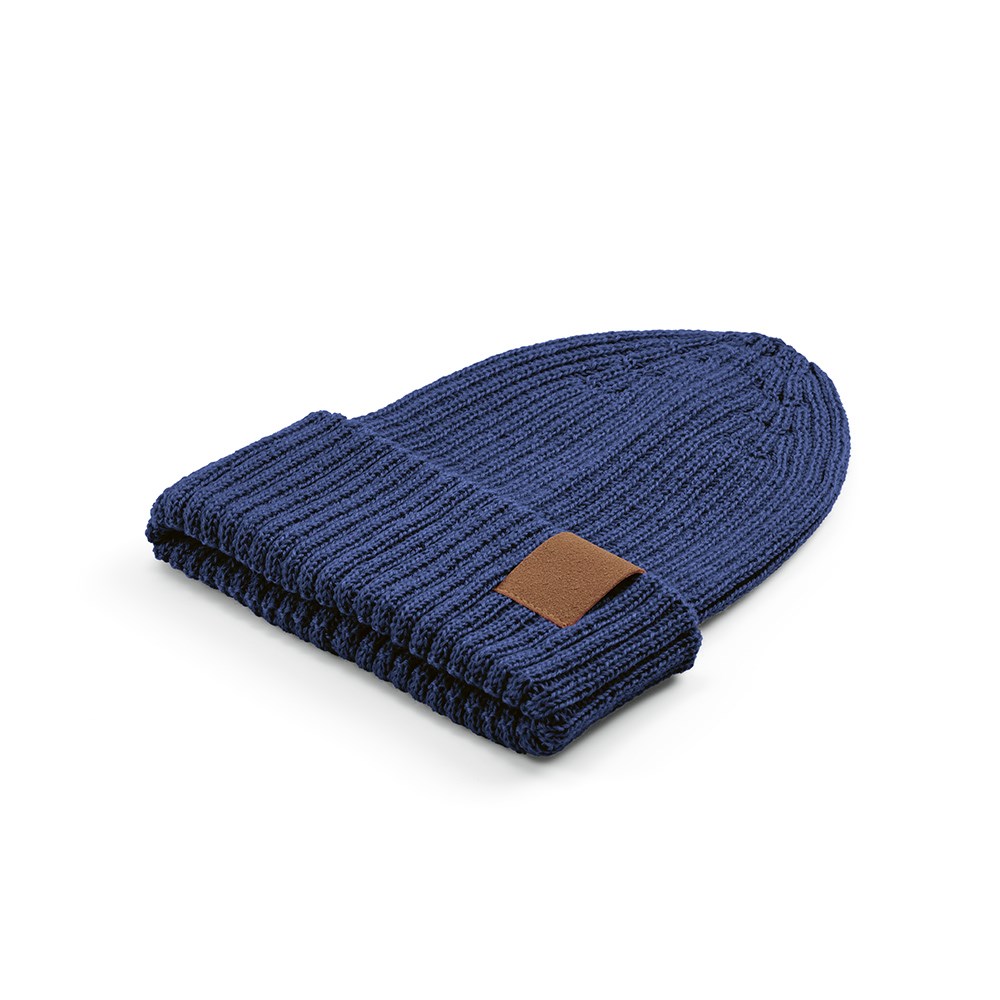 Cobain Mütze aus rPET und Wolle. Mit personalisierbarem Aufnäher - Blau