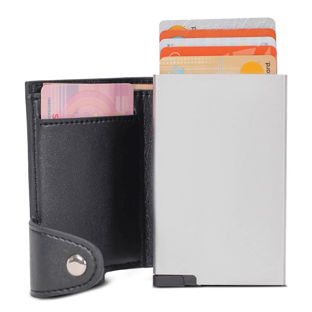 Kartenetui mit RFID-Schutz - schwarz / silber