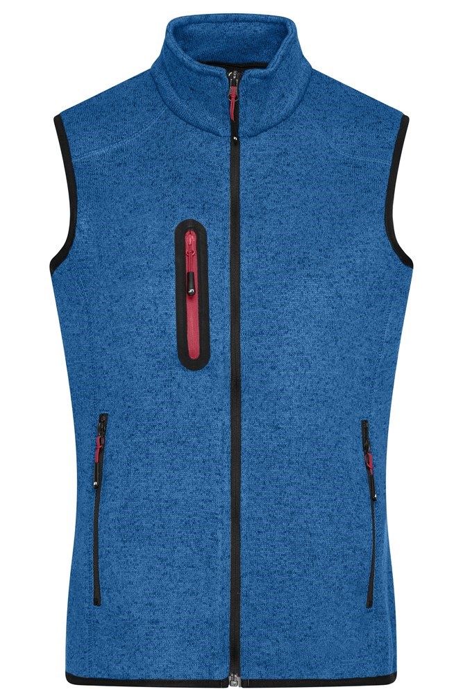 Ladies' Knitted Fleece Vest - Royal-melange/red (ca. Pantone 301C
187C)