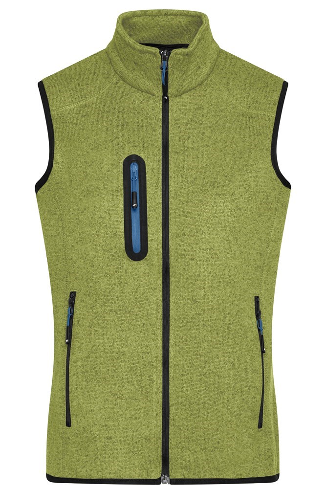 Ladies' Knitted Fleece Vest - Kiwi-melange/royal (ca. Pantone 377C
653C)