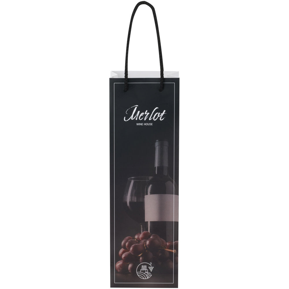 Handgefertigte 170 g/m² Weinflaschentüte aus Integra-Papier mit Kunststoff Kordelgriffen – 12 × 9 × 37 cm