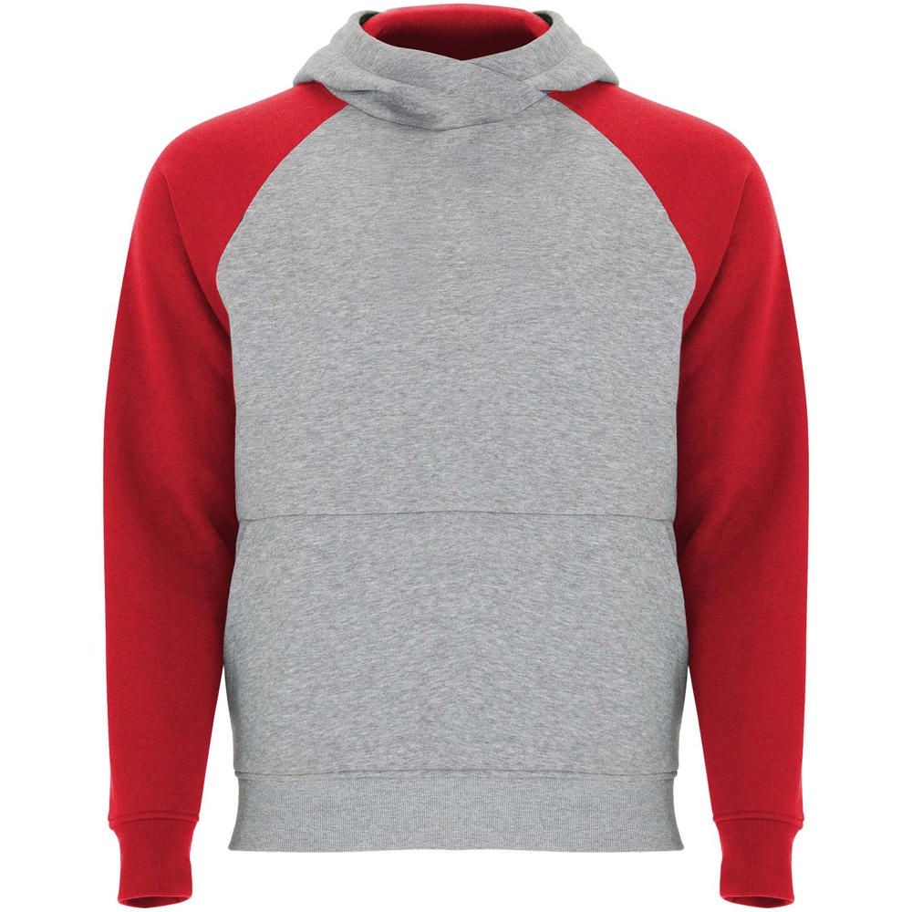 Badet 280 g/m² zweifarbiger Kapuzenpullover für Kinder - heather grau, rot