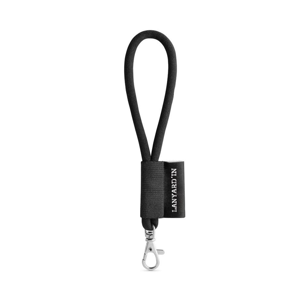 75090. SET Lanyard TUBE Short (Ø 7 mm) mit 9 mm Schnapperkarabiner - 300 - Schwarz