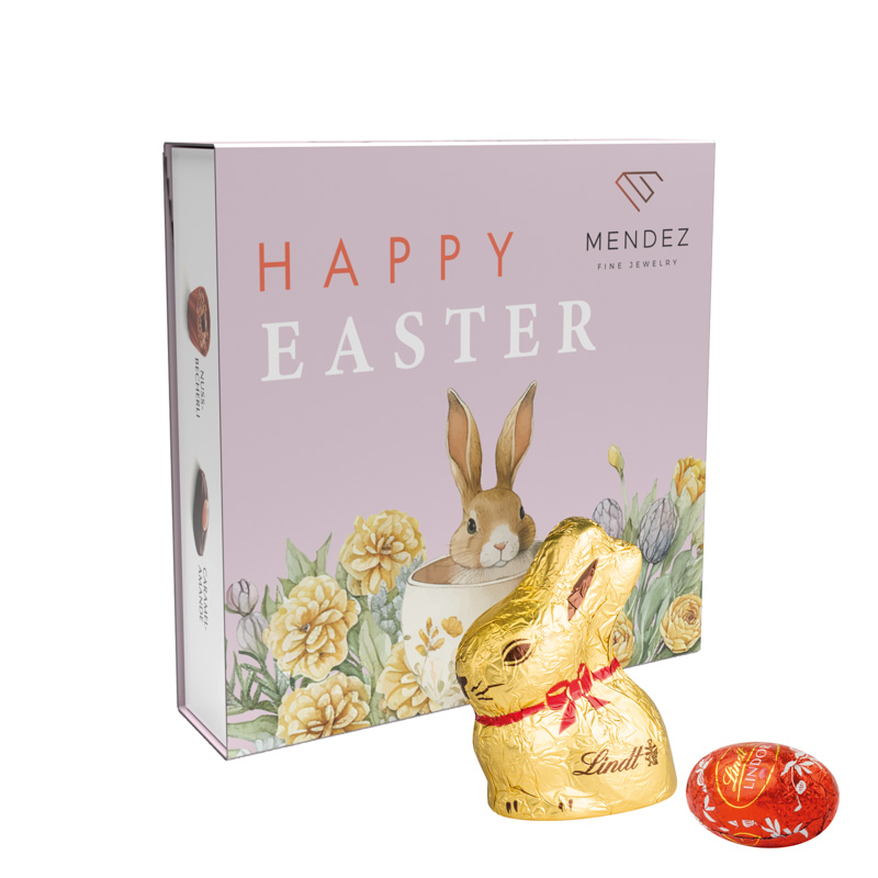 Lindt Präsent im Werbeschuber, Kleine Kostbarkeiten Goldhase