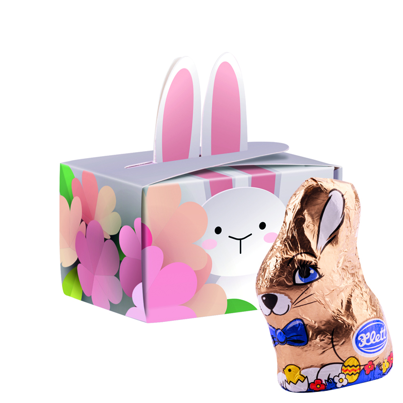 Geschenkbox Mini Hasenohren, Klett Schoko-Osterhase