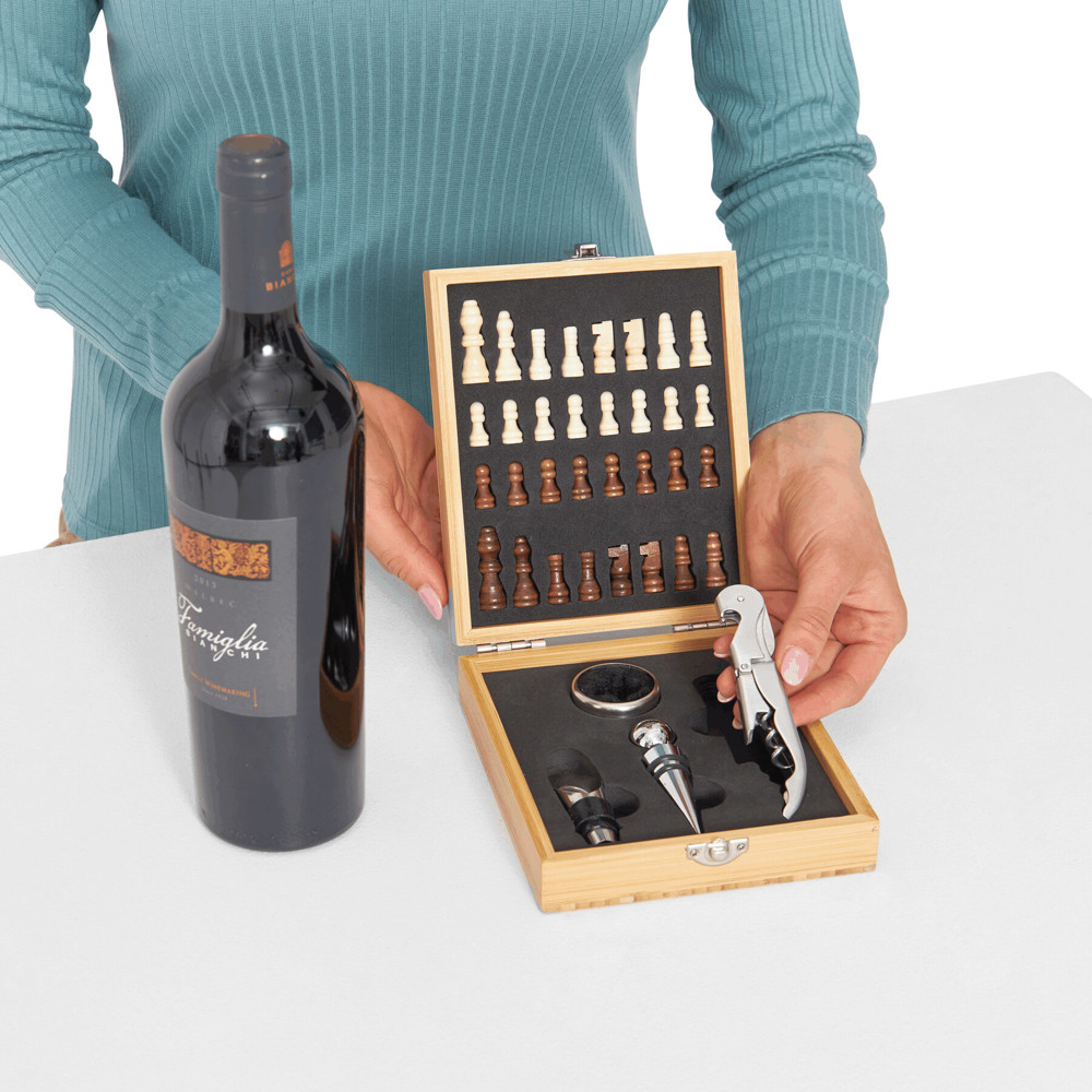 BAMBOO CHESS - Weinset mit Schachspiel